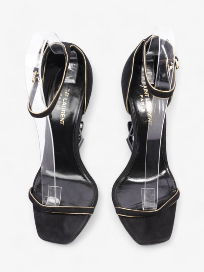 Saint Laurent Opyum Open Toe Heels 110mm Black / Gold Suede EU 37 UK 4