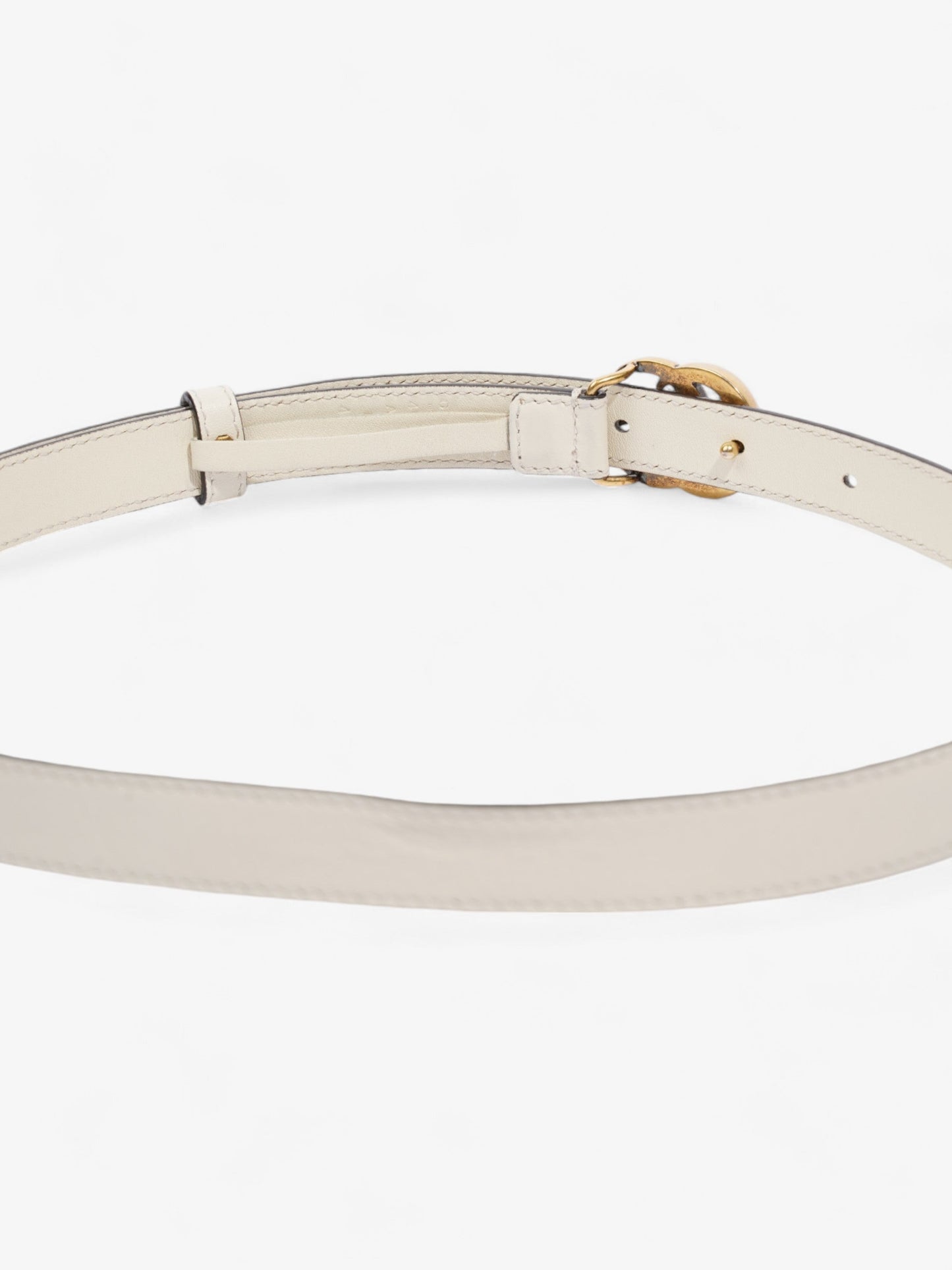 Gucci GG Marmont Thin Belt White / Gold Leather 80cm / 32"