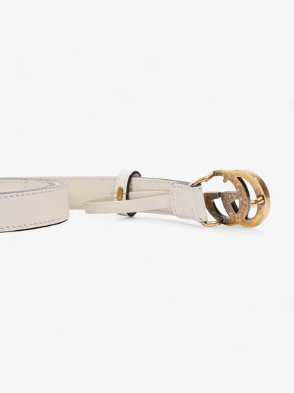 Gucci GG Marmont Thin Belt White / Gold Leather 80cm / 32"