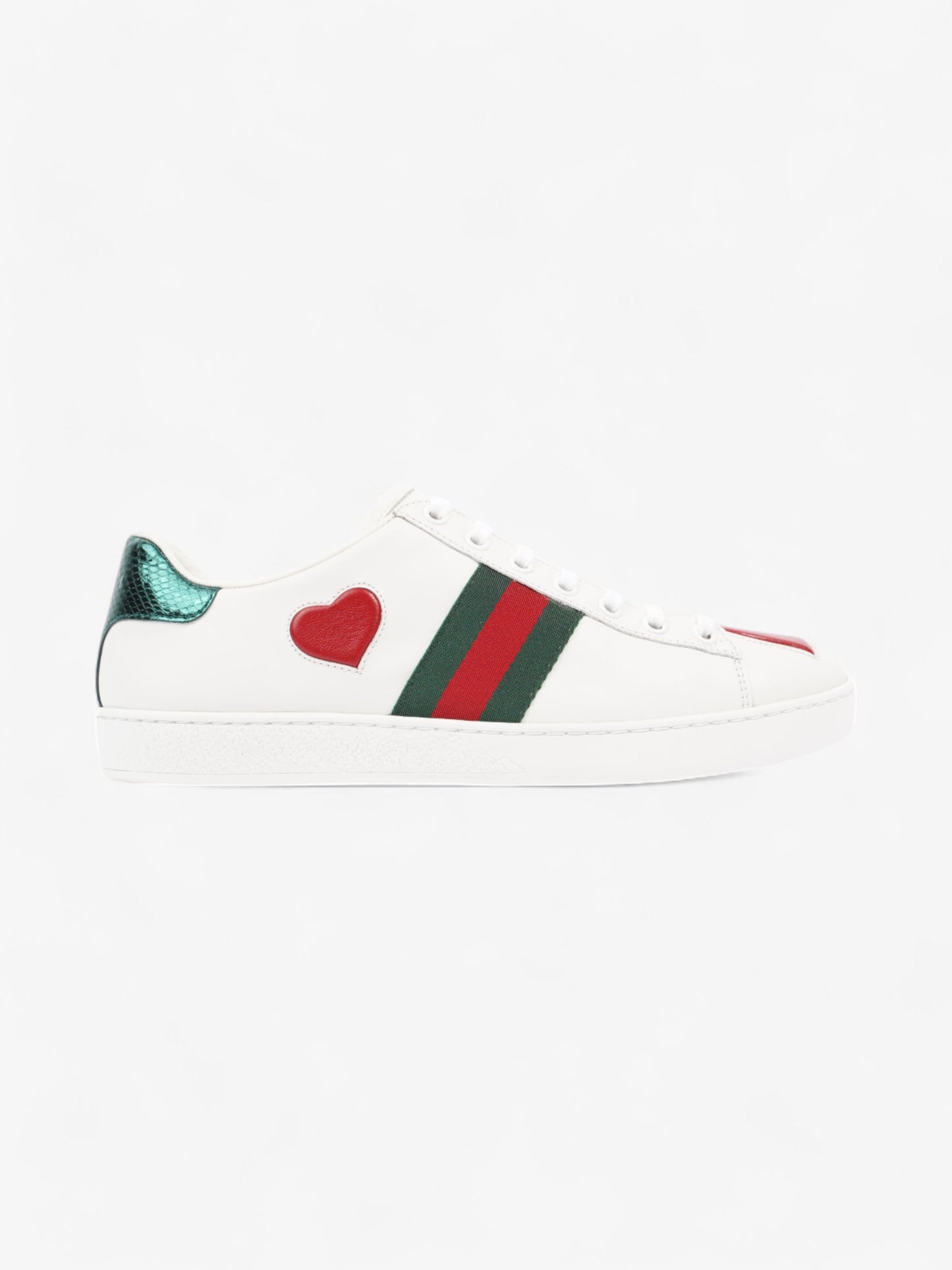 Gucci Ace Sneakers with Hearts White / Red / Green Leather EU 38.5 UK 5.5