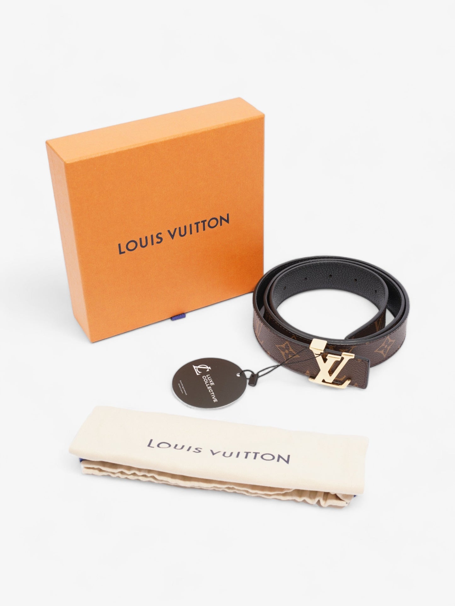 Louis Vuitton LV Iconic 25MM Reversible Belt Monogram / Black Coated Canvas 95cm 38mm