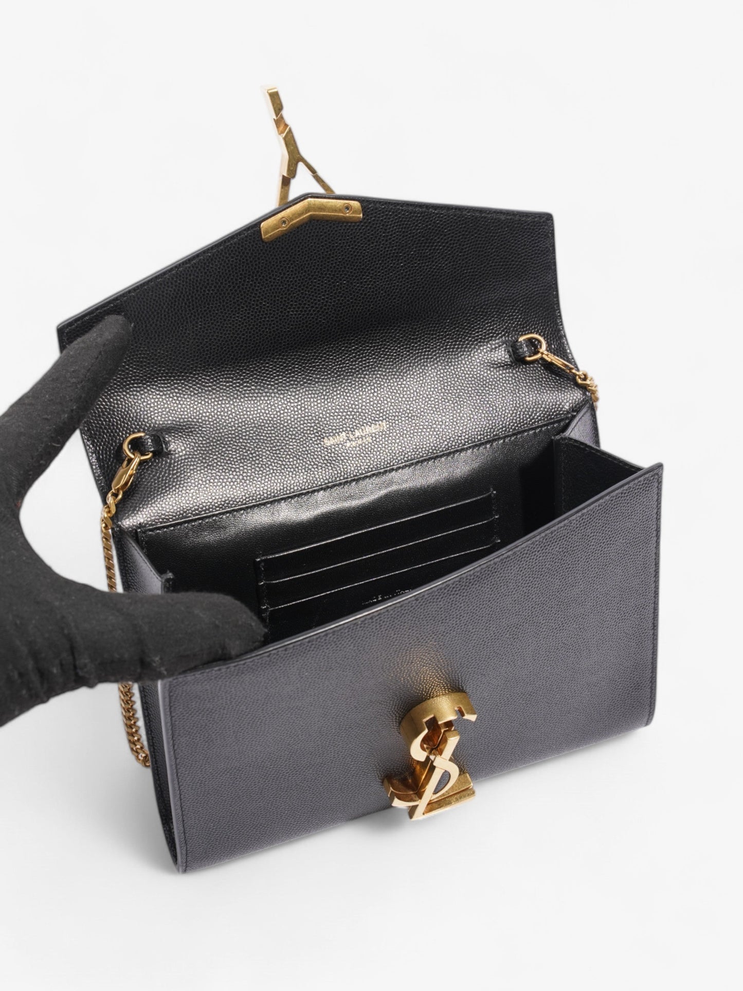 Saint Laurent Cassandra Wallet On Chain Black Leather