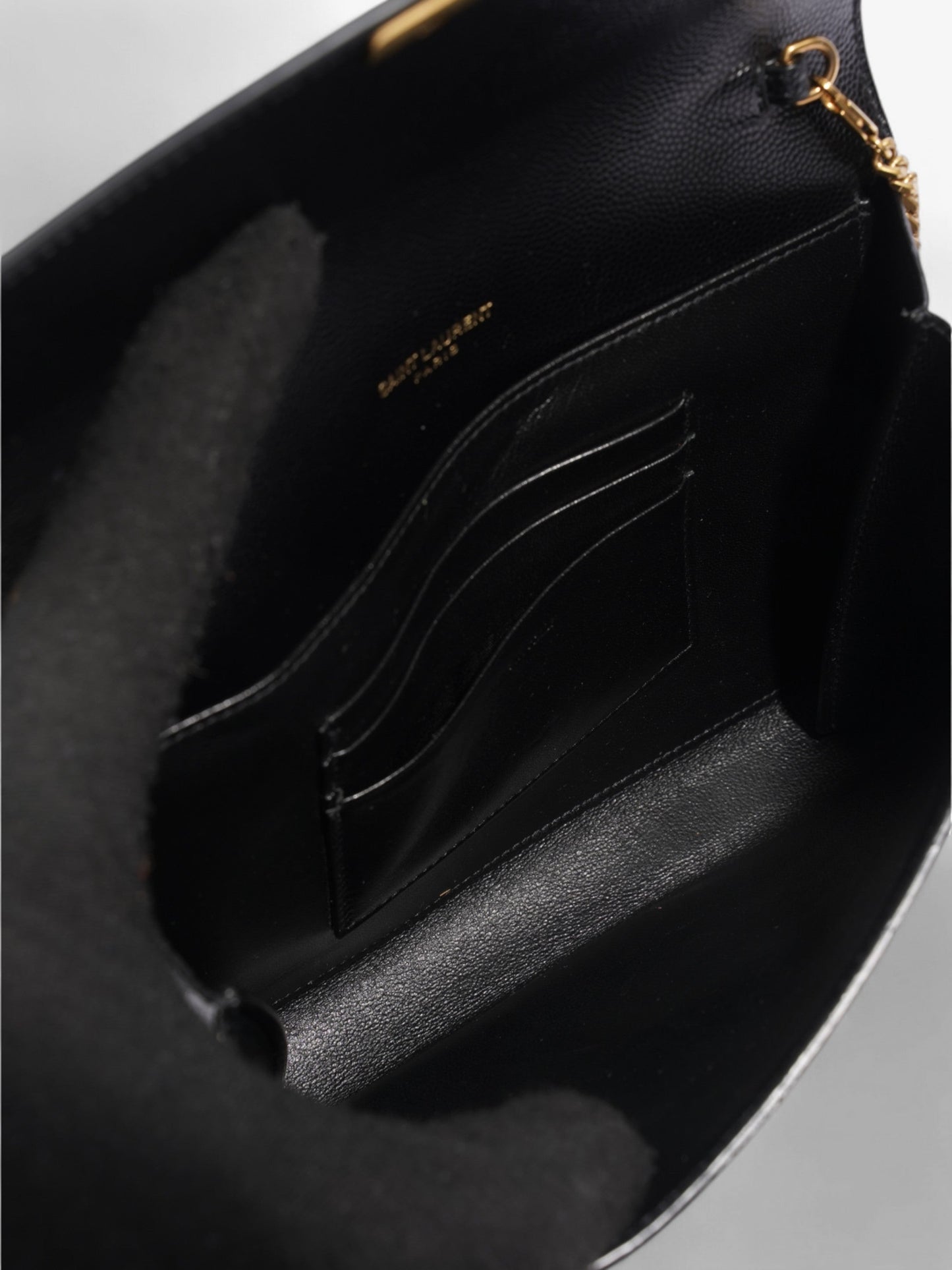 Saint Laurent Cassandra Wallet On Chain Black Leather