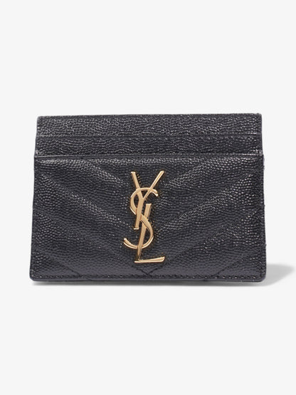 Saint Laurent Cassandre Card Holder Black / Gold Matelasse Leather