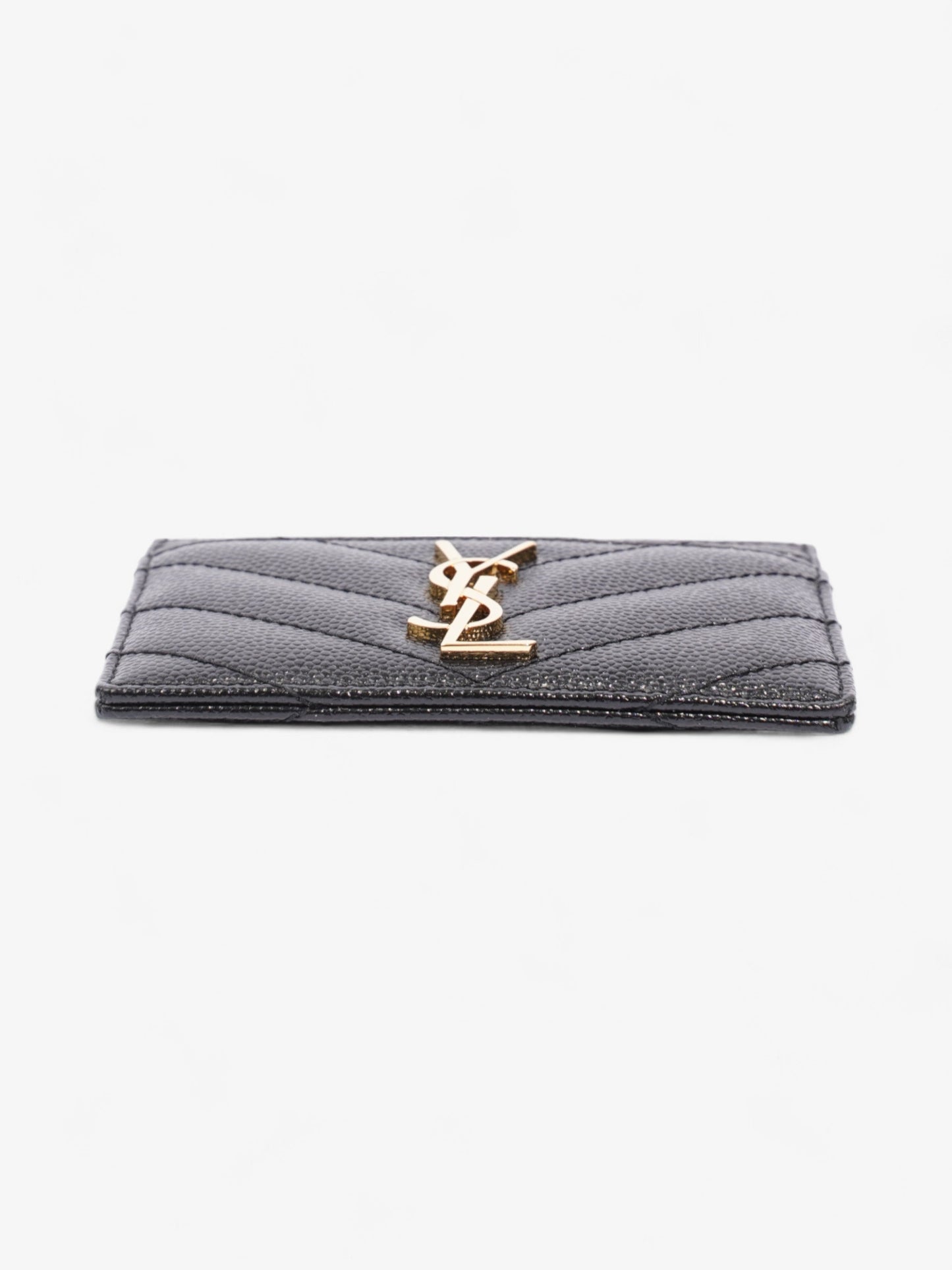 Saint Laurent Cassandre Card Holder Black / Gold Matelasse Leather