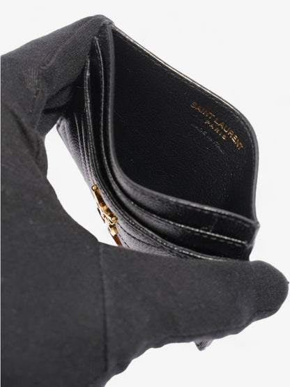 Saint Laurent Cassandre Card Holder Black / Gold Matelasse Leather