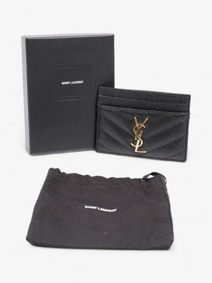 Saint Laurent Cassandre Card Holder Black / Gold Matelasse Leather