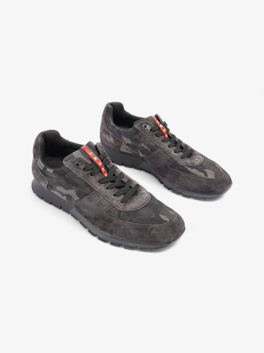 Prada Camo Sneakers Black / Grey / Khaki Suede EU 45 UK 11