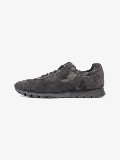 Prada Camo Sneakers Black / Grey / Khaki Suede EU 45 UK 11