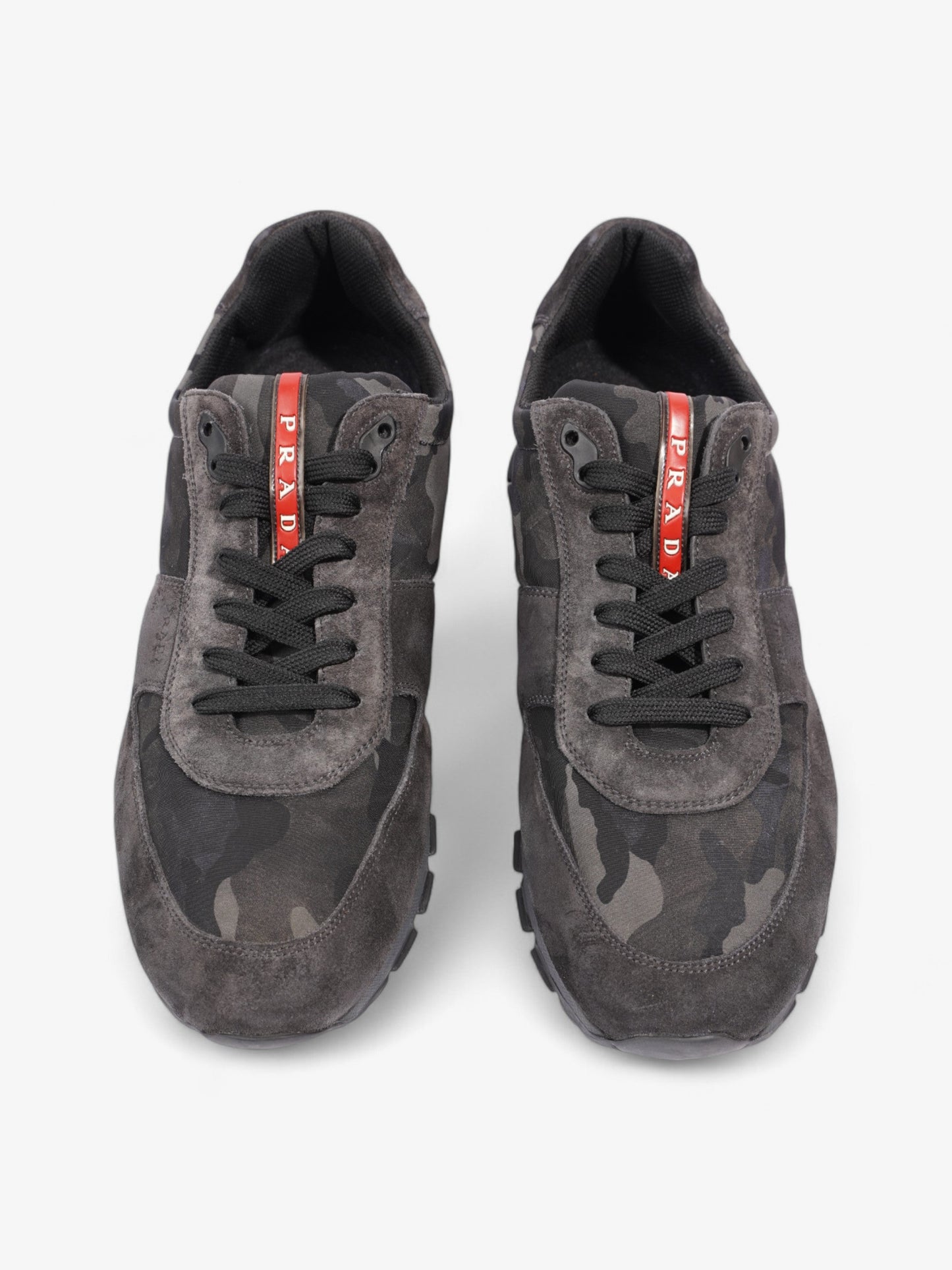 Prada Camo Sneakers Black / Grey / Khaki Suede EU 45 UK 11