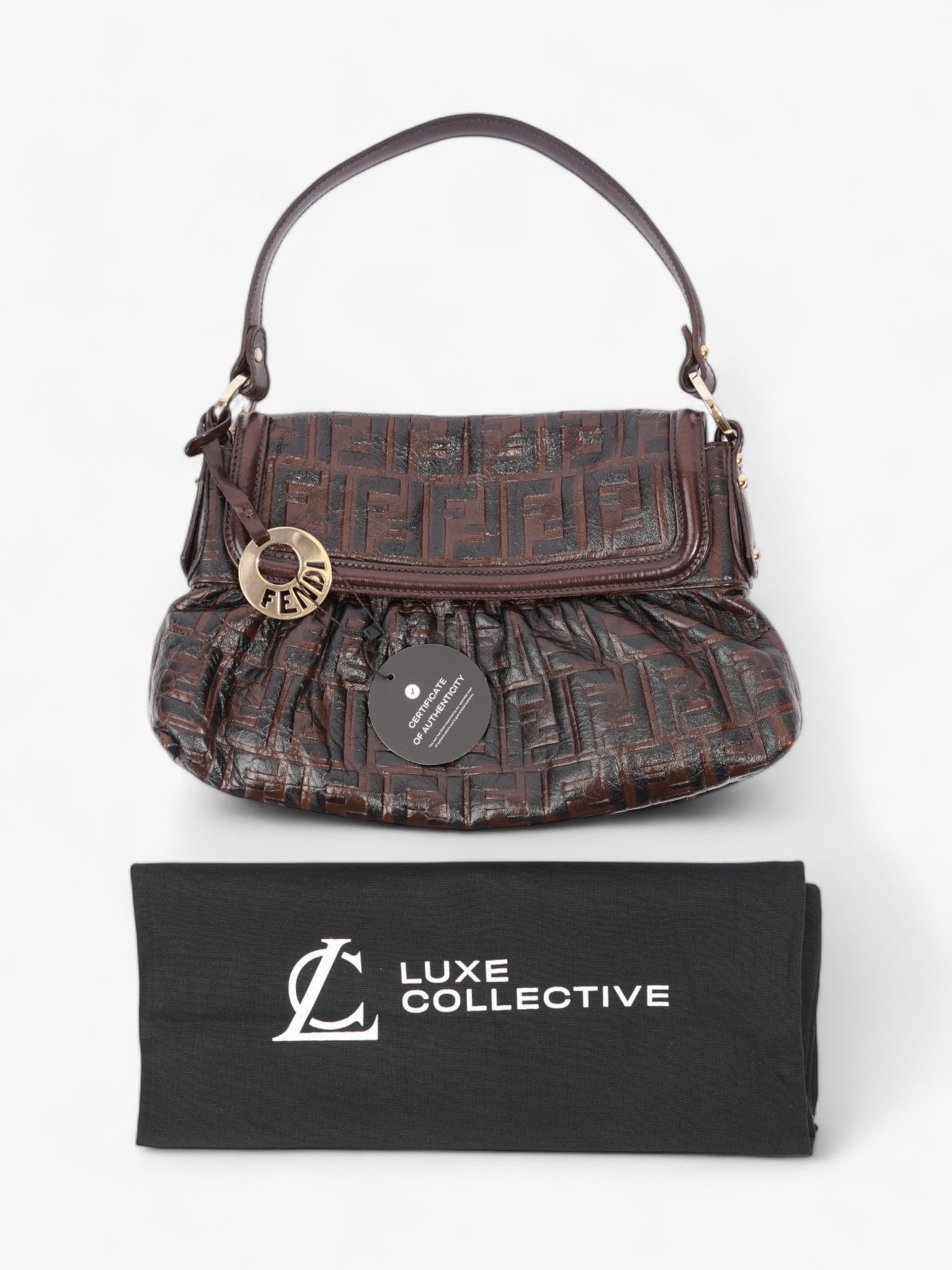 Fendi Chef Dark Brown Zucca Leather Medium