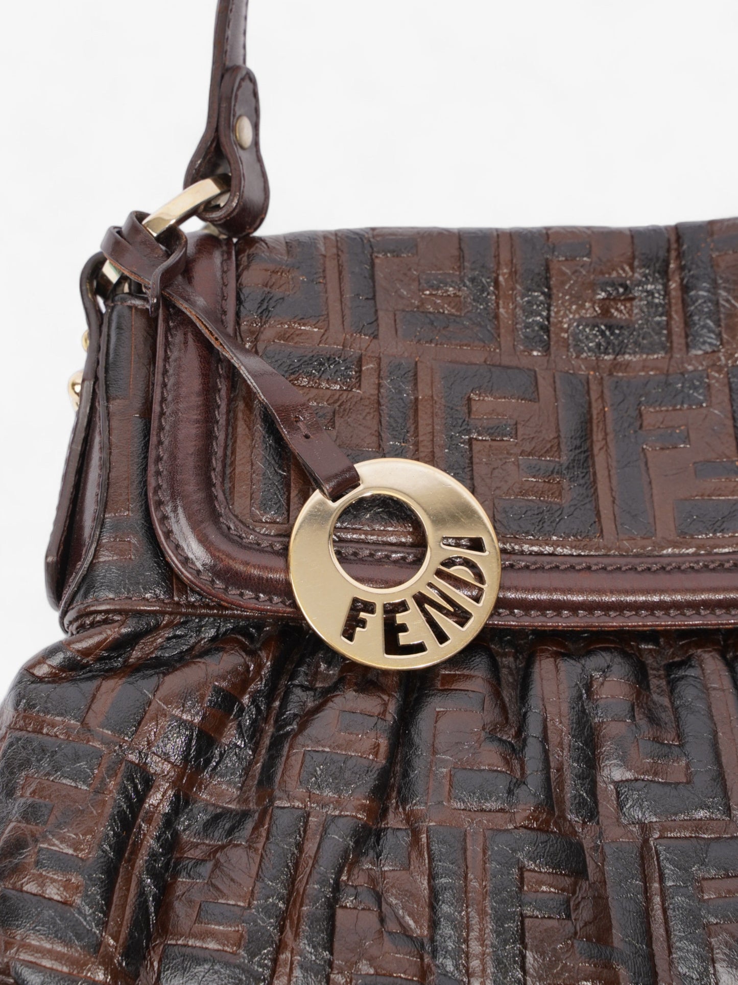 Fendi Chef Dark Brown Zucca Leather Medium