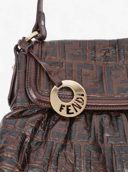 Fendi Chef Dark Brown Zucca Leather Medium