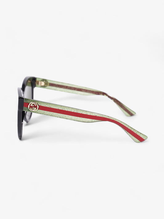 Gucci Round Sunglasses Black / Green / Red Acetate 140mm