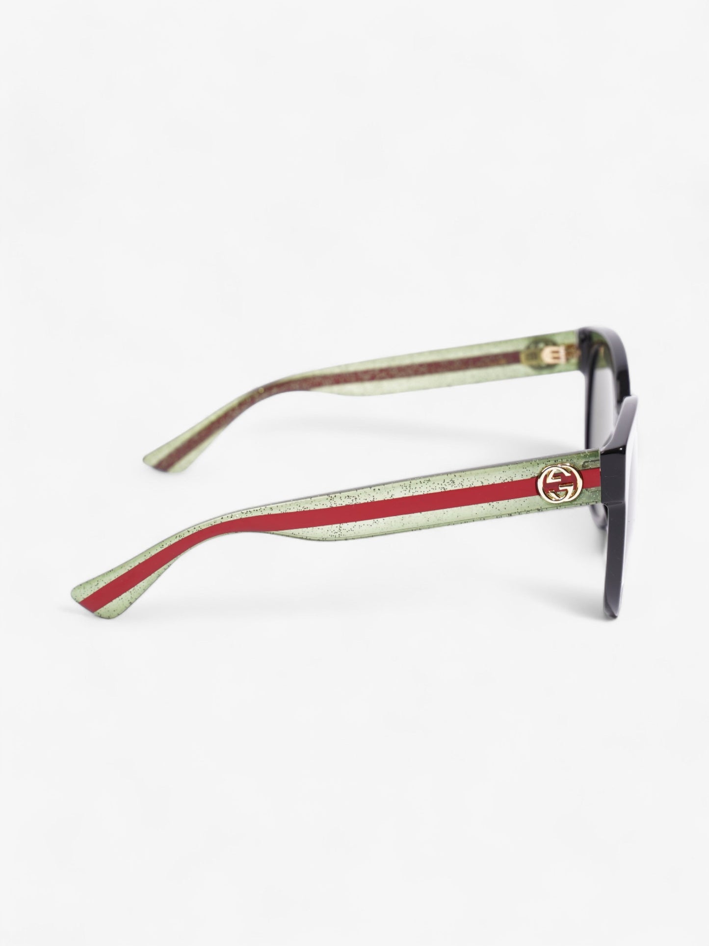 Gucci Round Sunglasses Black / Green / Red Acetate 140mm