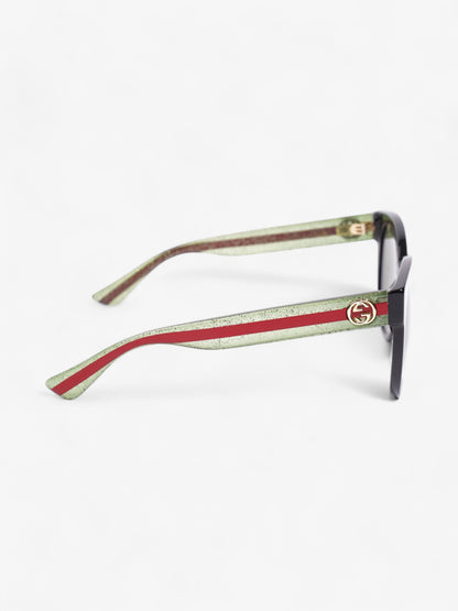 Gucci Round Sunglasses Black / Green / Red Acetate 140mm