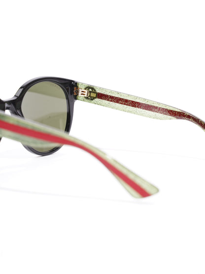 Gucci Round Sunglasses Black / Green / Red Acetate 140mm