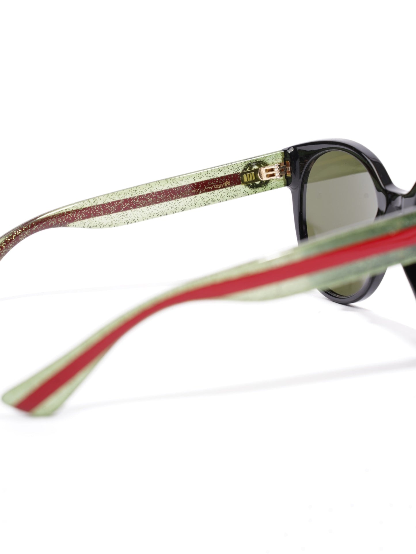 Gucci Round Sunglasses Black / Green / Red Acetate 140mm