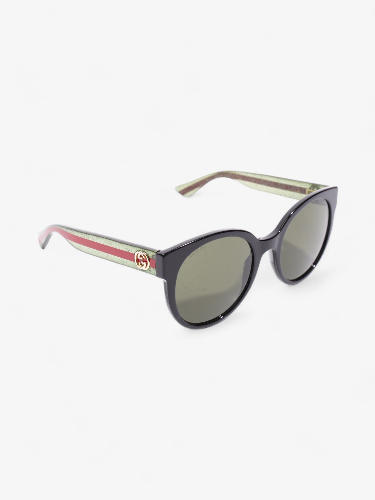Gucci Round Sunglasses Black / Green / Red Acetate 140mm