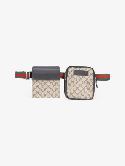 Gucci Two Pocket Belt Bag GG Supreme / Black Coated Canvas