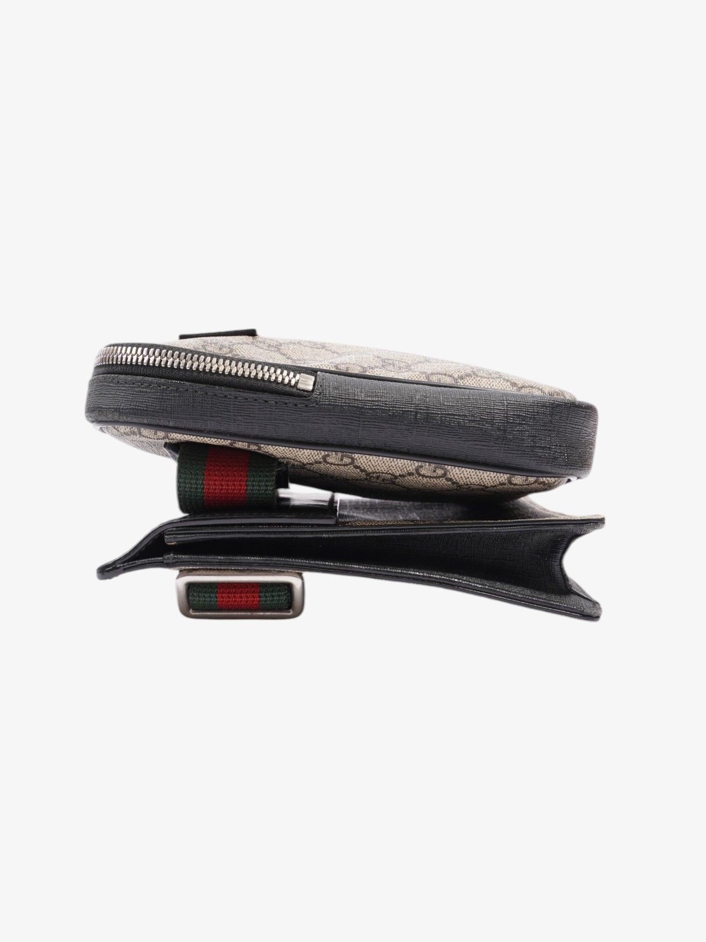 Gucci Two Pocket Belt Bag GG Supreme / Black Coated Canvas