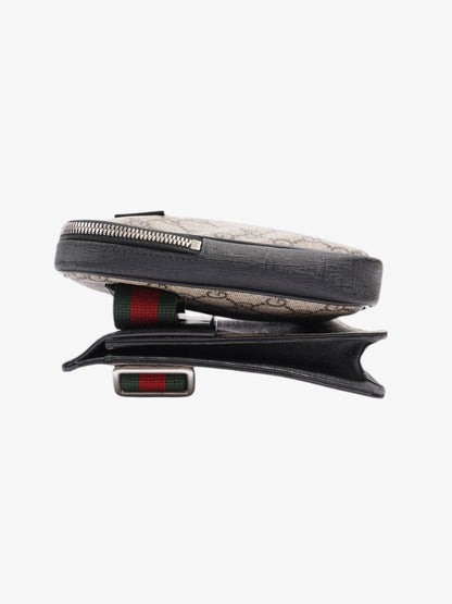 Gucci Two Pocket Belt Bag GG Supreme / Black Coated Canvas