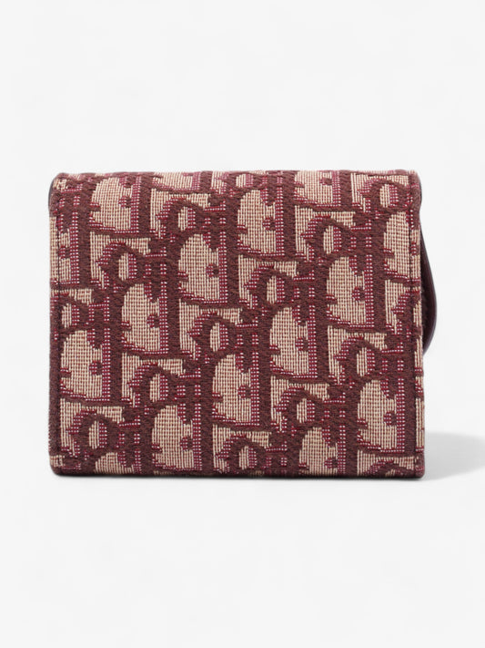 Christian Dior Saddle Card Holder Burgundy Canvas