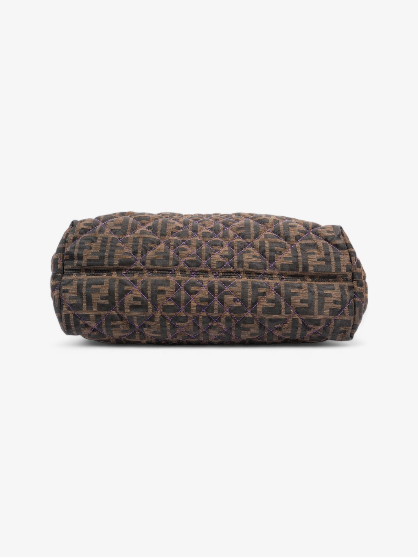 Fendi Quilted Roll Tote Brown FF / Purple Stitching / Black Cotton
