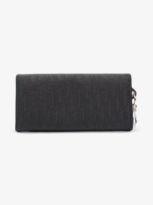 Christian Dior CD Icon Trifold Wallet Black Diorissimo Canvas