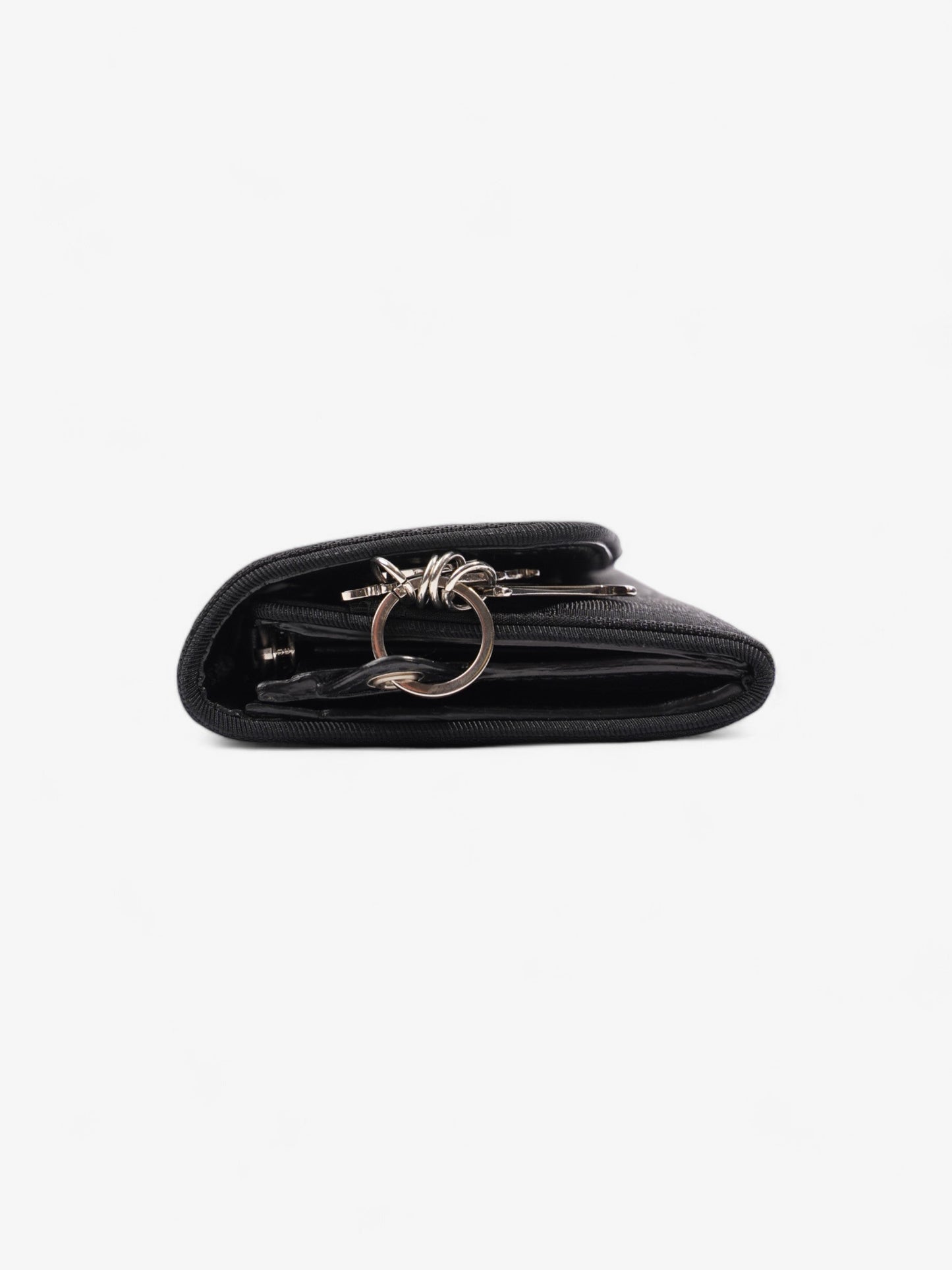 Christian Dior CD Icon Trifold Wallet Black Diorissimo Canvas