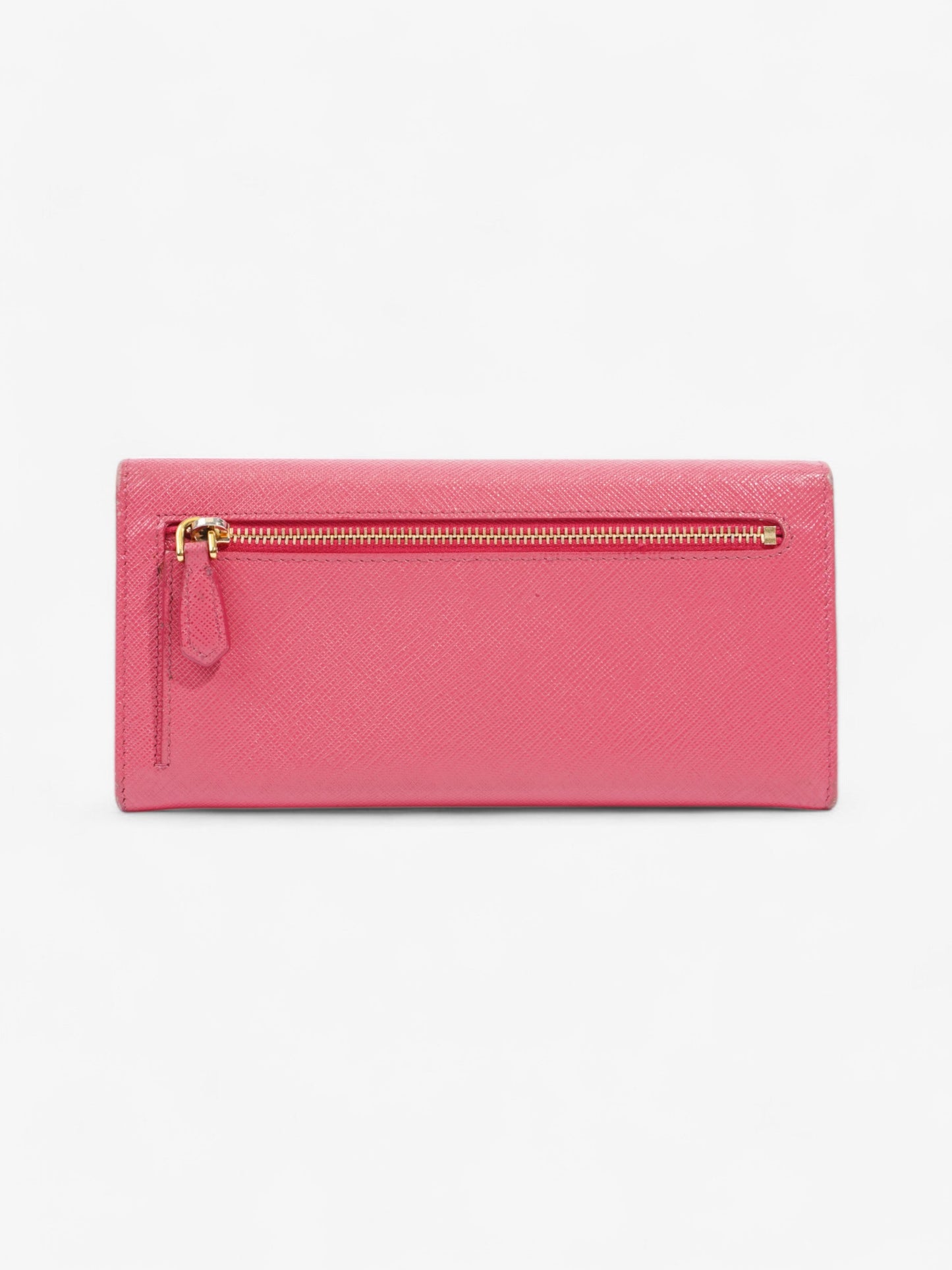 Prada Logo Continental Wallet Pink Saffiano Leather