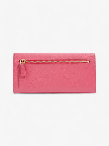Prada Logo Continental Wallet Pink Saffiano Leather