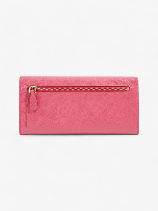 Prada Logo Continental Wallet Pink Saffiano Leather