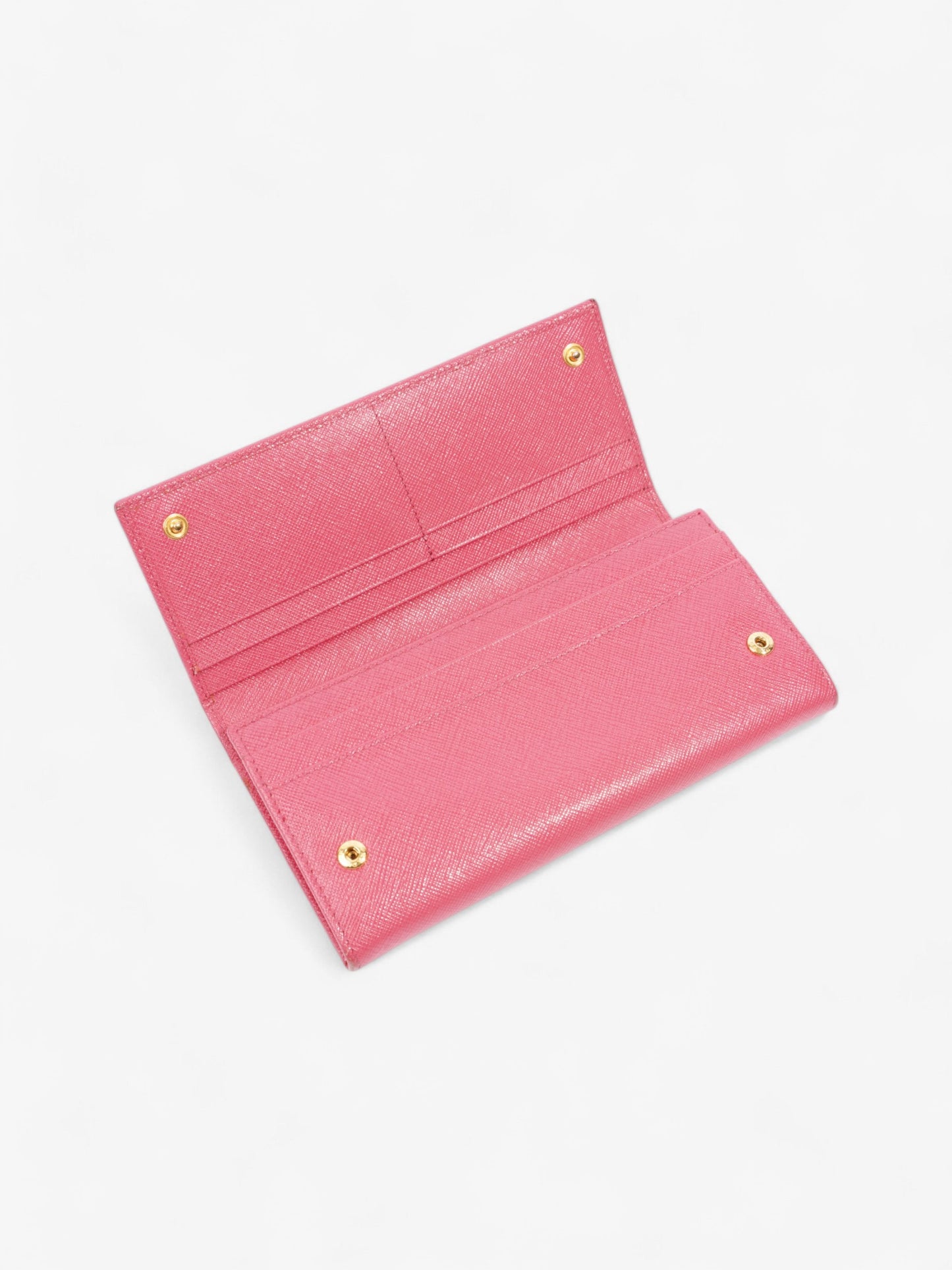 Prada Logo Continental Wallet Pink Saffiano Leather