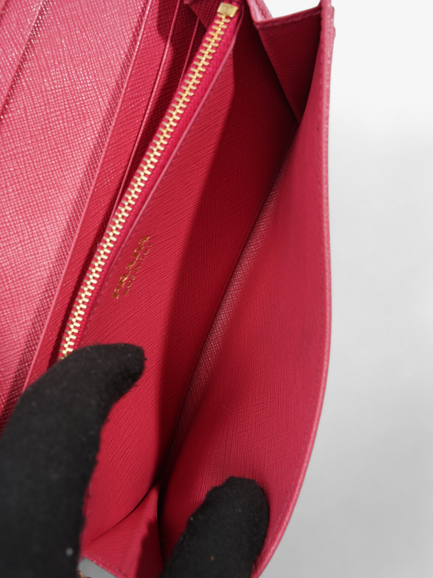 Prada Logo Continental Wallet Pink Saffiano Leather