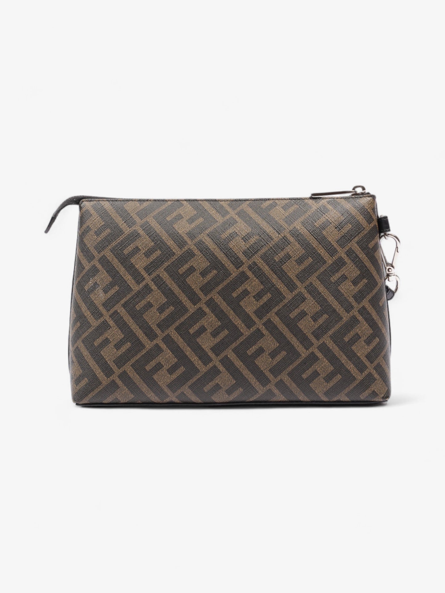 Fendi Diagonal Flat Pouch Tobacco / Black Coated Canvas