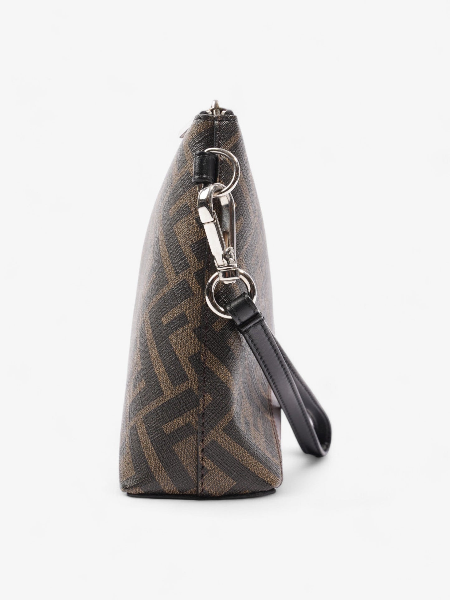 Fendi Diagonal Flat Pouch Tobacco / Black Coated Canvas