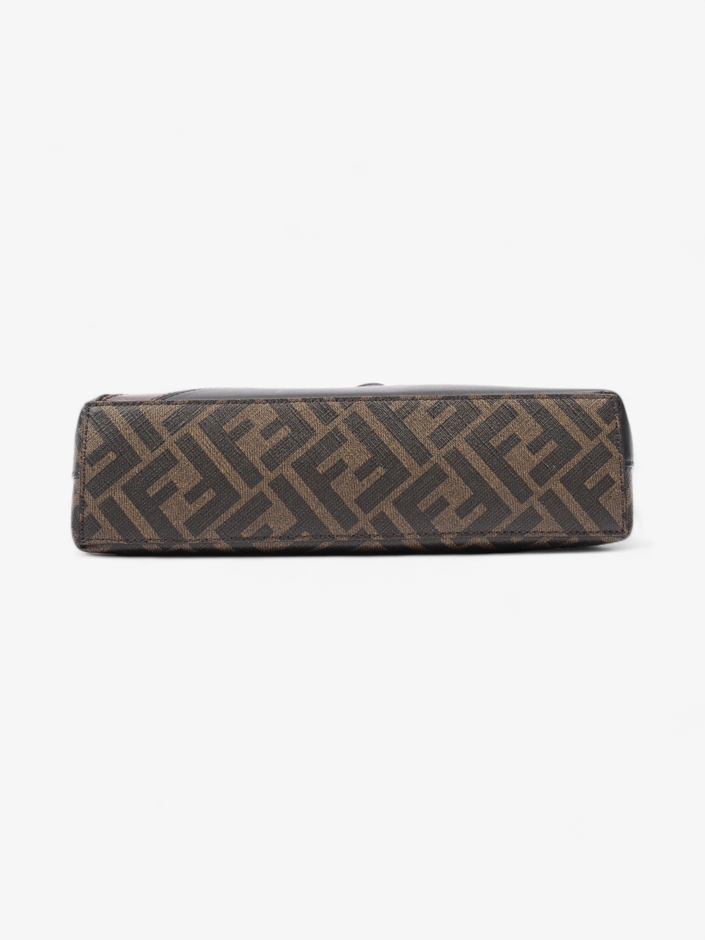 Fendi Diagonal Flat Pouch Tobacco / Black Coated Canvas