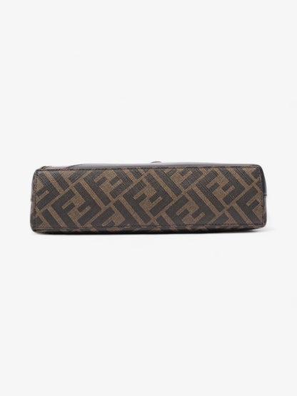 Fendi Diagonal Flat Pouch Tobacco / Black Coated Canvas