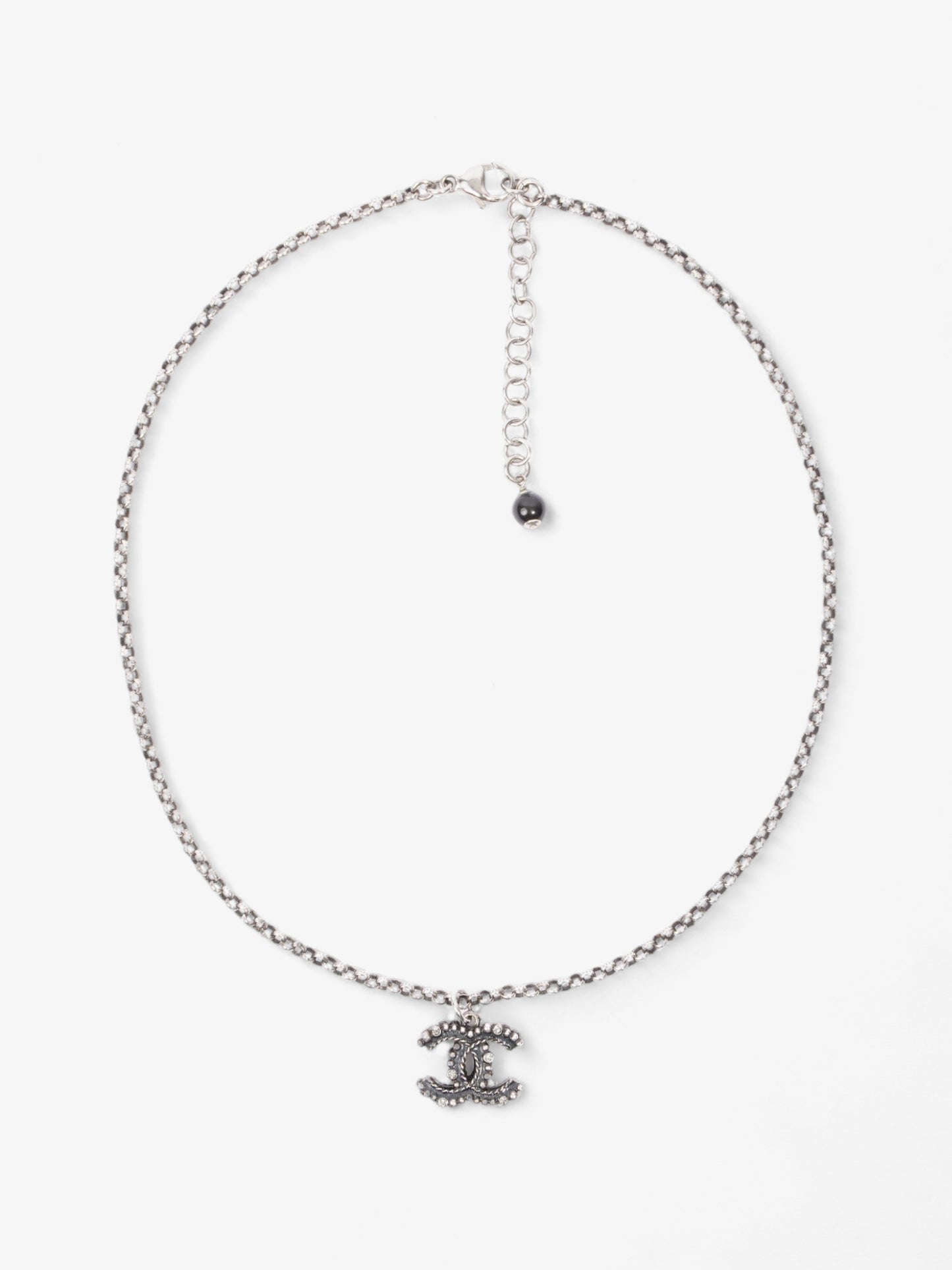 Chanel CC Necklace Silver Tone Base Metal
