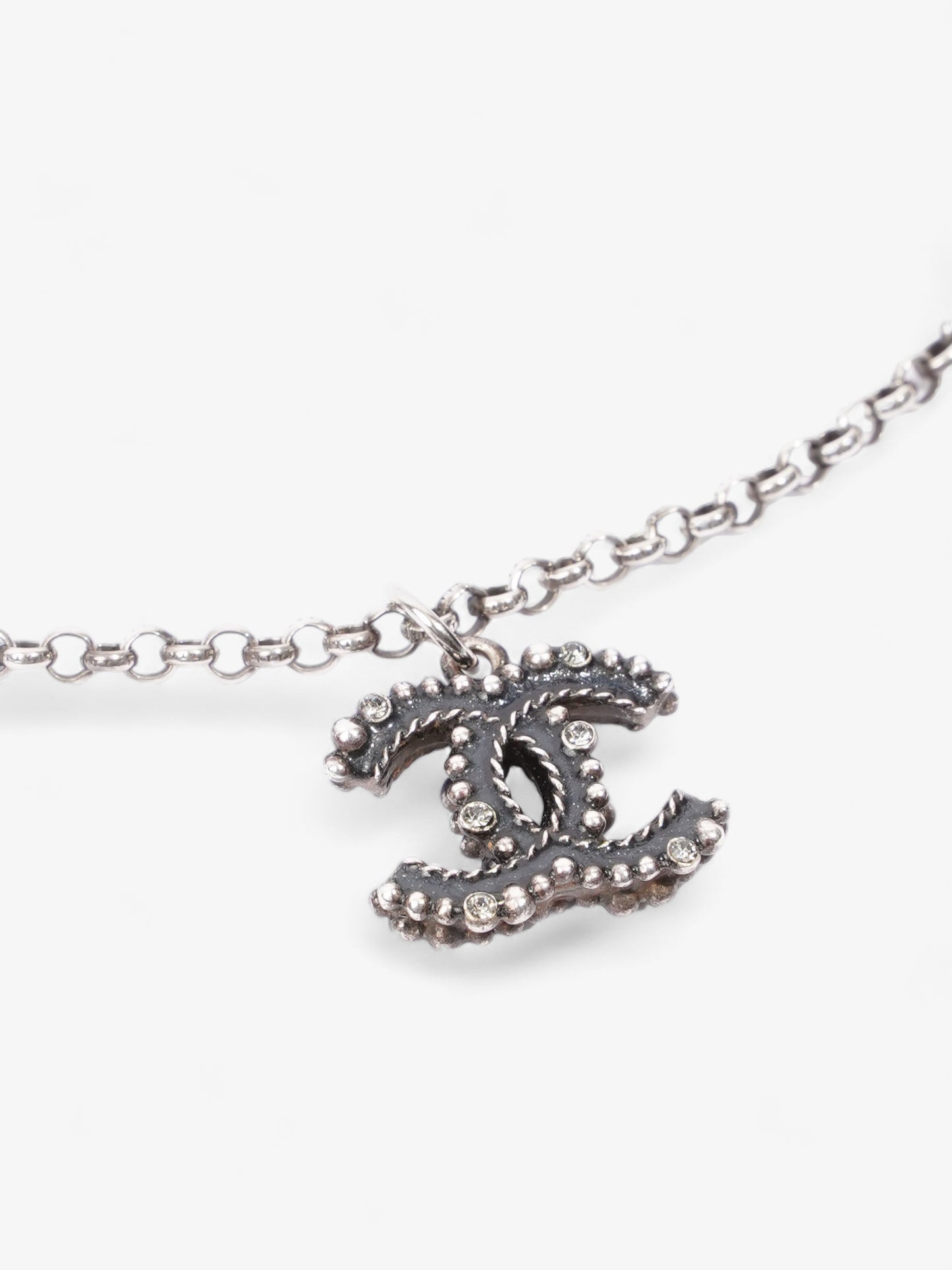 Chanel CC Necklace Silver Tone Base Metal