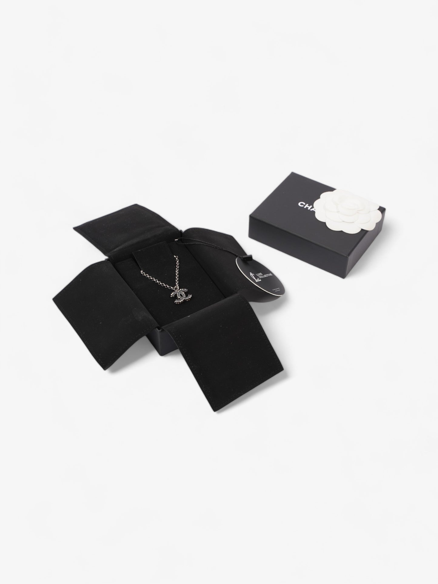 Chanel CC Necklace Silver Tone Base Metal