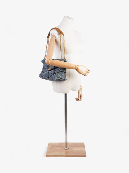 Saint Laurent Lou Lou Puffer Denim / Tan Denim Small