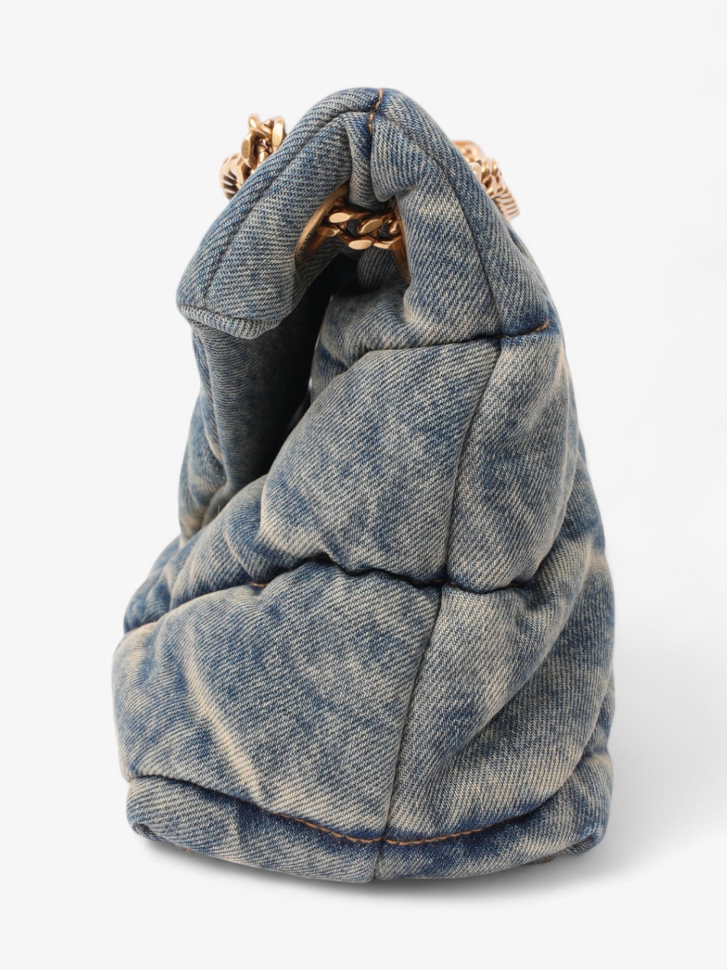 Saint Laurent Lou Lou Puffer Denim / Tan Denim Small