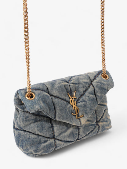 Saint Laurent Lou Lou Puffer Denim / Tan Denim Small