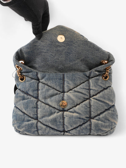 Saint Laurent Lou Lou Puffer Denim / Tan Denim Small