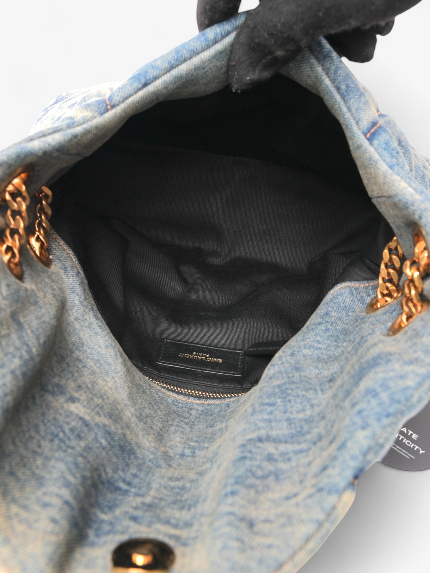 Saint Laurent Lou Lou Puffer Denim / Tan Denim Small