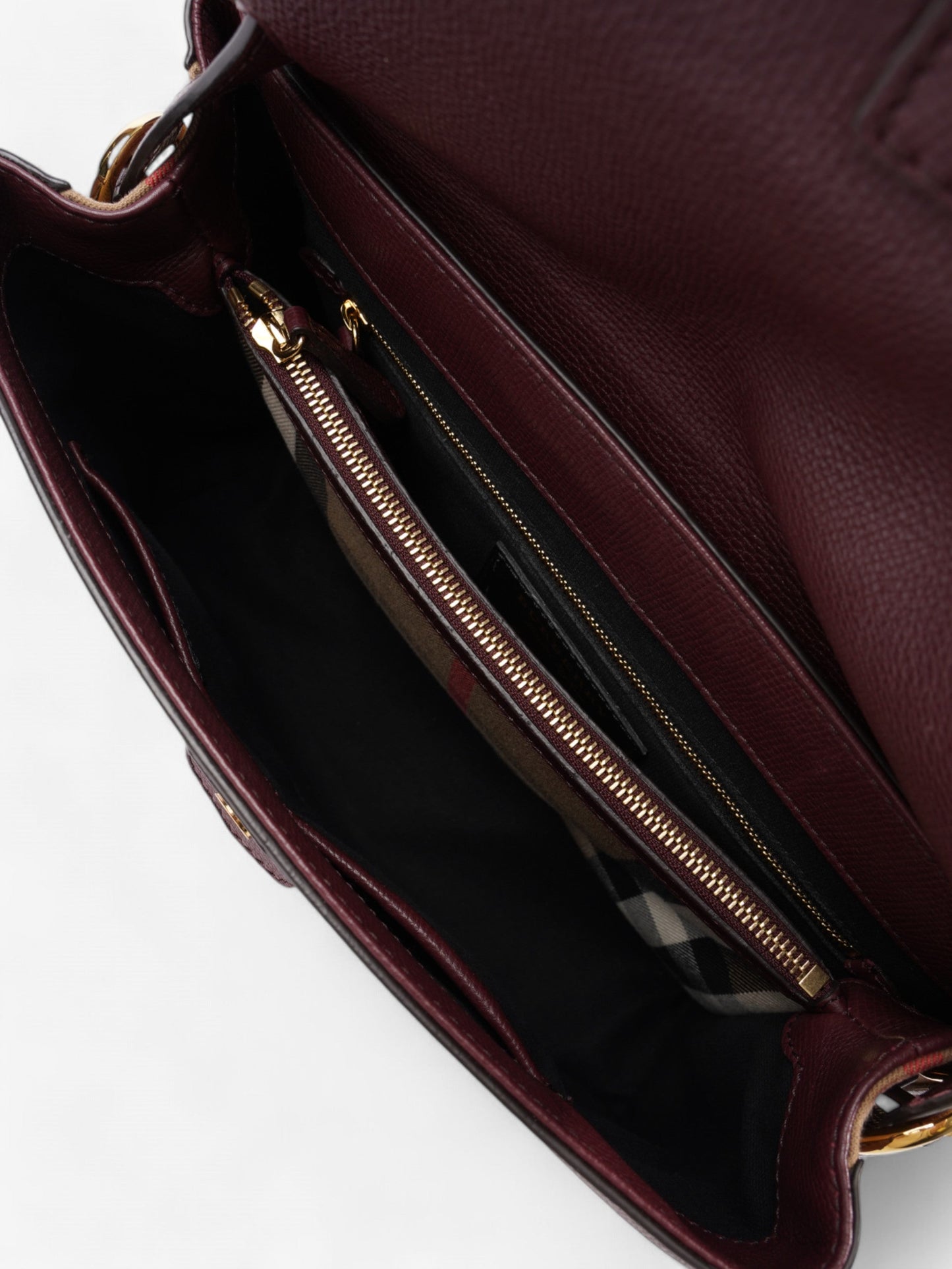 Burberry Camberley Burgundy / House Check Calfskin Leather Medium
