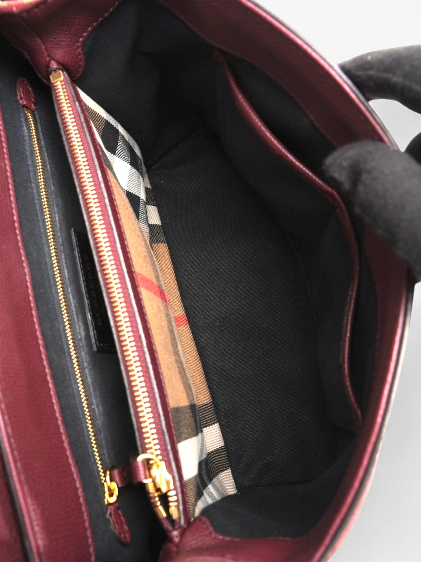 Burberry Camberley Burgundy / House Check Calfskin Leather Medium