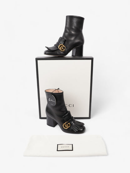 Gucci GG Marmont Fringe Block Heel 70mm Black Leather EU 37 UK 4